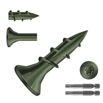 #8 x 5/8" Deck Screws (1274Pcs) 4lb. Exterior Wood Screws. Carbon Steel, Green, Flat Head, Rust Resistant epoxy Coated, with T25 Star Bit - color: Green, size: #8 x 5/8"