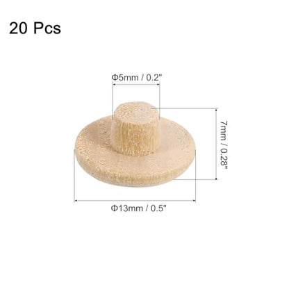 uxcell Wood Hole Plugs, 20 Pcs 13x5mm Wood Button Top Plugs Round Head Hardwood Furniture Plugs Screw Hole Plugs for Furniture Tables Chairs Cabinetry Crafts Projects - size: 13x5mm