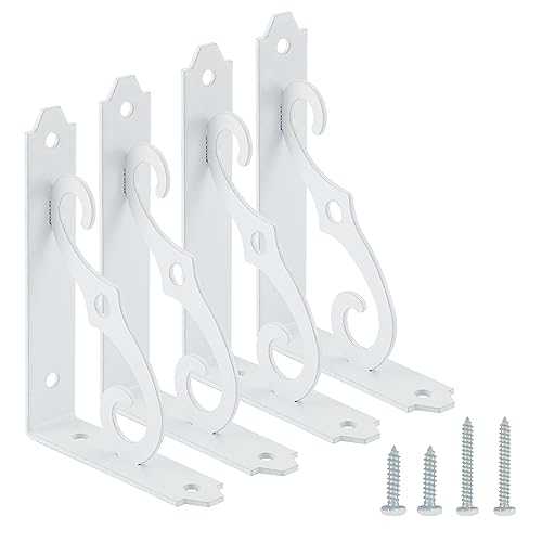 HOME MASTER HARDWARE Decorative Shelf Brackets, 5x3.5 inch, White, 4 Pack - size: 5 x 3 1/2 Inch, style: White-4Pack