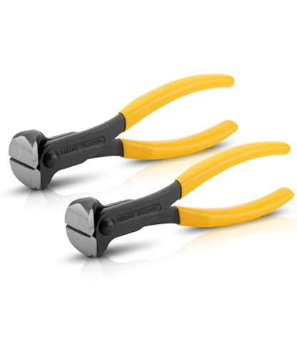 Bates Nail Puller and Staple Remover - Yellow, 2 Pack, Carpenter Tool, End Cutting Pliers, Nippers for Nail Pulling - color: Yellow, size: 7", 2 Pack