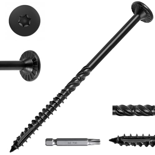 FMhotu #14 Heavy-Duty Wood Screws - color: Black, size: #14 x 6"