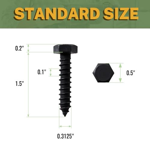 LIONMAX 30-PCS Lag Bolts, 5/16" x 1-1/2" Stainless Steel Black Lag Screws - size: 5/16" x 1-1/2"