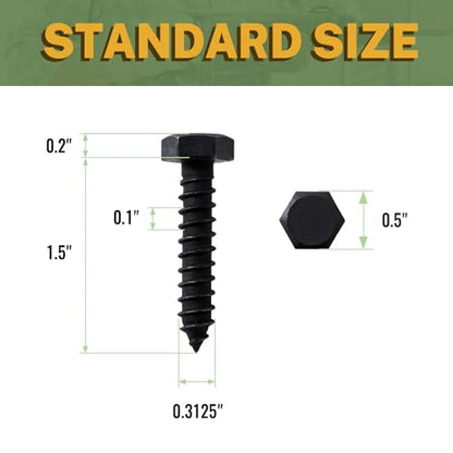 LIONMAX 30-PCS Lag Bolts, 5/16" x 1-1/2" Stainless Steel Black Lag Screws - size: 5/16" x 1-1/2"