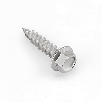 #12 x 1 Flanged Hex Head Fiberboard Wood Screws 50-Pack, 410 Stainless Steel Rust-Resistant Screws for Furniture & Wood Working Projects, Hex Bit Included - size: #12 x 1