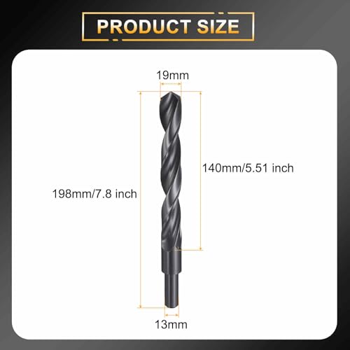 HARFINGTON 19mm Drill Bit 13mm Reduced Shank Round 4241 HSS 118° - size: 19mm, style: 13mm Shank