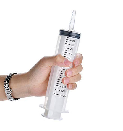 3 Pcs 150ml Large Syringes with 14G 1.5'' Blunt Tip Needles and adapters, Sterile and Individual Sealed, Easy to Use and Clean, Plastic Garden Syringe for Liquid, lip Gloss, Paint, Epoxy Resin, Oil, Watering Plants, Refilling - style: 150 ml