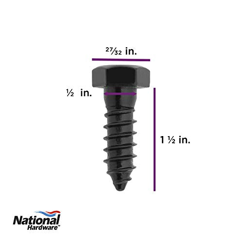 National Hardware N800-123 Lag Screws, Black, 1/2" x 1 1/2" - size: 1/2" x 1 1/2"