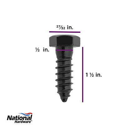 National Hardware N800-123 Lag Screws, Black, 1/2" x 1 1/2" - size: 1/2" x 1 1/2"