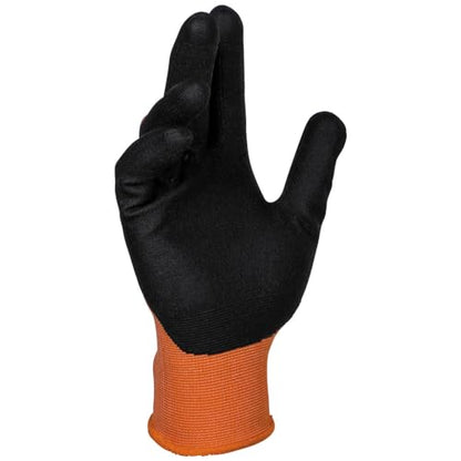 Klein Tools 60581 Work Gloves, Knit Dipped Cut Resistant ANSI A1 Nitrile Coated Gloves, Nylon-Spandex, Touchscreen Capable, Large, 2-Pair - size: Large, style: 2-pair Pack