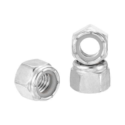 50Pcs 1/2"-13 Nylon Locking Hex Nuts 304 StainlessSteel Silver - color: Silver, size: 1/2"-13