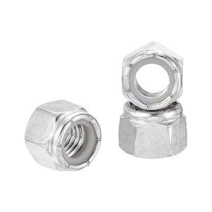 50Pcs 1/2"-13 Nylon Locking Hex Nuts 304 StainlessSteel Silver - color: Silver, size: 1/2"-13