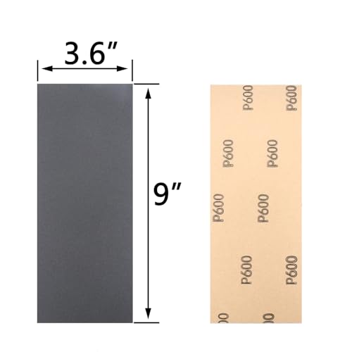 30Pcs 9 x 3.6 Inchs 600 Grit Wet and Dry Handmade Universal Sanding Sheets, Suitable for Woodworking Furniture/Automobiles/Metal/Lacquer Polishing Sandpaper - style: 600 Grit