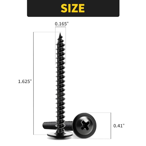Truss Head Wood Screws #8 x 1-5/8 Inch, 60PCS, FIXLINK Self Tapping Screws - color: Black, size: #8 x 1-5/8"