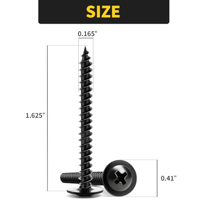 Truss Head Wood Screws #8 x 1-5/8 Inch, 60PCS, FIXLINK Self Tapping Screws - color: Black, size: #8 x 1-5/8"