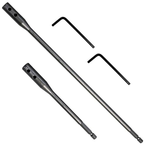 1/4 Extension Drill Bit Set 4Pcs Unbreakable Wood Spade Drill Bit Extension Extra-Long Drill Extension with 2 Pcs Key Spade Bit Extension Set for Wood Turners Furniture Carpentry and Construction