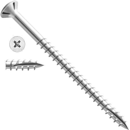 28001 Stainless Steel Wood Screws Self Tapping Screws Durable for Residential Door Hinges #12 x 3 Inch, 25 Pack (Silver) - color: Silver