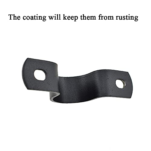 Hahiyo Two Holes Pipe Tube U Bracket Clamps 27MM Heavy Duty No Rust Shiny Strong Resist Wind No Sharp Rigid Strap Clip Conduit Ring Carbon Steel Material Black for Fixing Supporting Decorating 10pcs - size: 27 mm inside diameter
