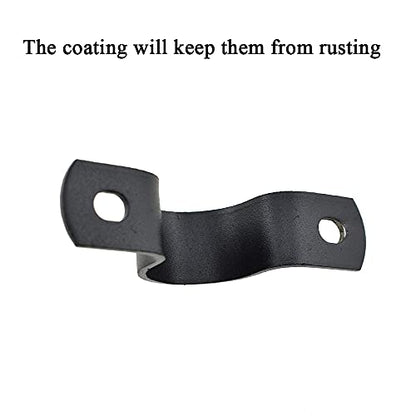 Hahiyo Two Holes Pipe Tube U Bracket Clamps 27MM Heavy Duty No Rust Shiny Strong Resist Wind No Sharp Rigid Strap Clip Conduit Ring Carbon Steel Material Black for Fixing Supporting Decorating 10pcs - size: 27 mm inside diameter