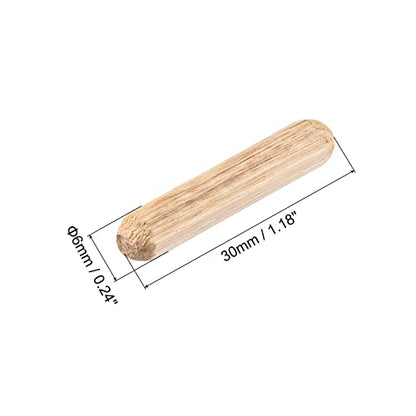 uxcell Wooden Dowel Pins 36pcs 6x30mm(1/4" x1-1/4) Fluted Beveled Ends Wood Dowel Pegs Kiln Dried Hardwood for Woodworking Furniture Shelf - size: 6x30mm