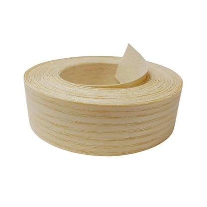 Ash Wood Veneer Edge Banding Roll 1-1/2 inch X 26ft -Pre-glued Iron On Veneer Edging Strip-Backed with Hot Melt Adhesive-Flexible Plywood Edgebanding Apply for Furniture Door Desk