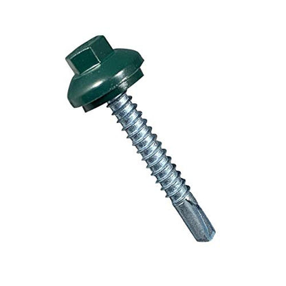 Long Life Metal Roofing Screws (1000 Count) - Domed Cap Head EPDM Washer, Free Hex Bit with Order (#12 M to M, Evergreen) - color: Evergreen, size: #12 Metal to Metal