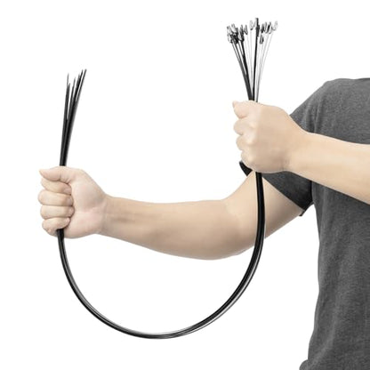 Armpow Metal Zip Ties Black 40 inch 408LB 25pcs Heavy Duty 304 Stainless Steel Epoxy Coated Locking Cable Exhaust Wrap Multi Purpose Binding for Machinery, Vehicles, Farms, Cables, Pipes,Fence - size: 40 inch