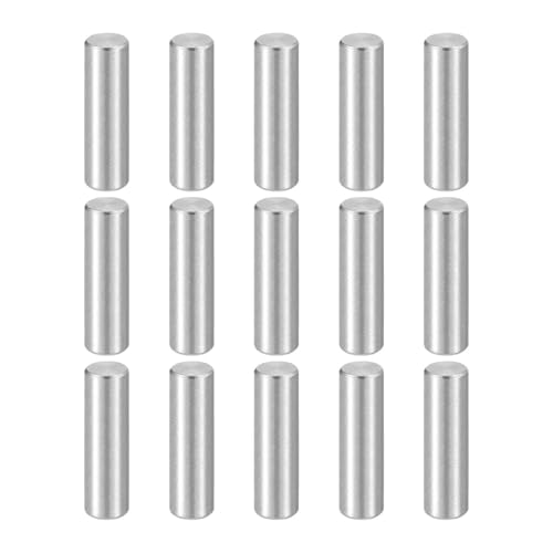 HARFINGTON 15pcs Dowel Pins M4(4mm) x 14mm 304 Stainless Steel Cylindrical Shelf Support Peg Pin Rod Fasten Elements for Metal Devices Wood Furniture DIY Installation, Silver - size: M4 x 14mm