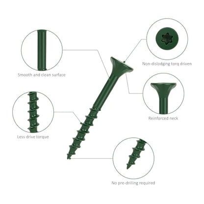 WELLOCKS #8 x 2-1/2 in Green Deck Screws, 0.44 lb Trial Size - size: #8×2-1/2", style: Trial size 0.44LBS