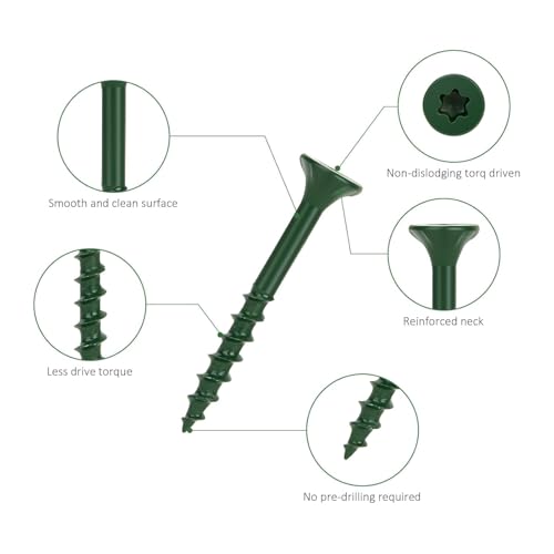WELLOCKS #8 x 1-1/4 in Green Deck Screws, 0.44 lb Trial Size - size: #8×1-1/4", style: Trial size 0.44LBS