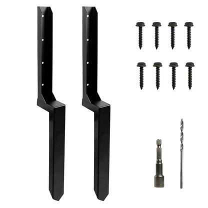 Fence Post Repair Kit, Heavy Duty Fence Post Ground Spike Anchor - 2Pack - color: Black-2Pack