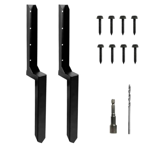 Fence Post Repair Kit, Heavy Duty Fence Post Ground Spike Anchor - 2Pack - color: Black-2Pack