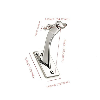 KHTUMEWARE 4 Pack 3 inch Polished Nickel Handrail Stair Brackets - Heavy-Duty Zinc Alloy Staircase Handrail Supports, Suitable for Home Stairs and Balcony Guardrails - color: Polished Nickel