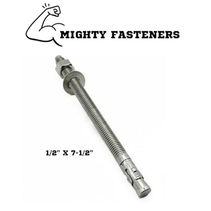 Mighty Fasteners 304 Stainless Steel Wedge Anchors 1/2" X 7-1/2" - 5 Pack - size: 1/2" X 7-1/2"