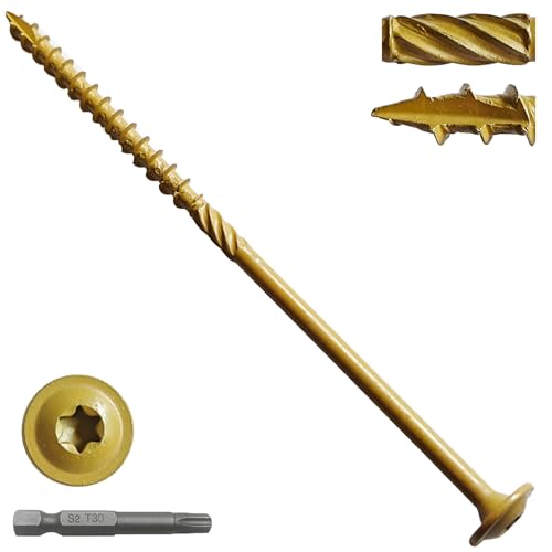 Lag Screws 6 Inch, Structural Wood Screw #14x 6, 117-PCS Heavy Duty Construction Screw, Rust Resistant, Washer Head, Black Coated Exterior Wood (117, Bronze, #14 x 6) - color: Bronze, size: #14 x 6"