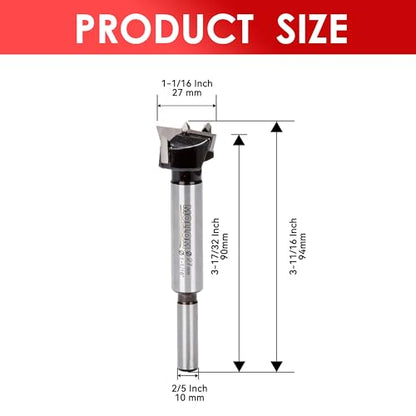 MOLLOM 1-1/16" (27mm) Carbide Forstner Drill Bit - size: 27mm | 1-1/16"