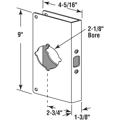 Prime-Line U 9549 Brass Lock and Door Reinforcement Plate for 1-3/8 In. Thick Doors, Brass Finish (Single Pack) - size: 1-3/8"