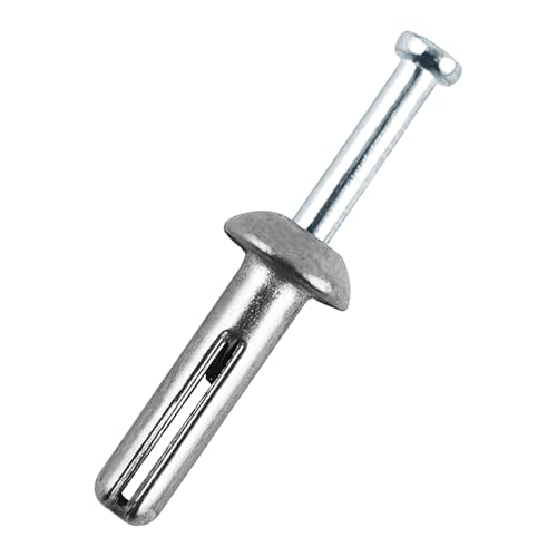 1/4" x 1"Hammer Drive Nail-in Anchors 50 Pack – Cement Wall Anchors for Concrete Brick Block – Zinc Plated Masonry Fasteners for Electrical Boxes, Brackets, Frames - size: 1/4x1"