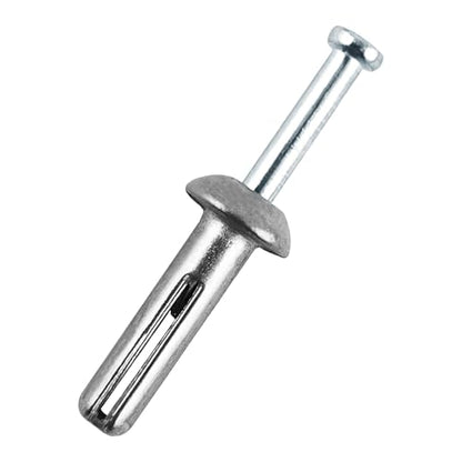 1/4" x 1"Hammer Drive Nail-in Anchors 50 Pack – Cement Wall Anchors for Concrete Brick Block – Zinc Plated Masonry Fasteners for Electrical Boxes, Brackets, Frames - size: 1/4x1"