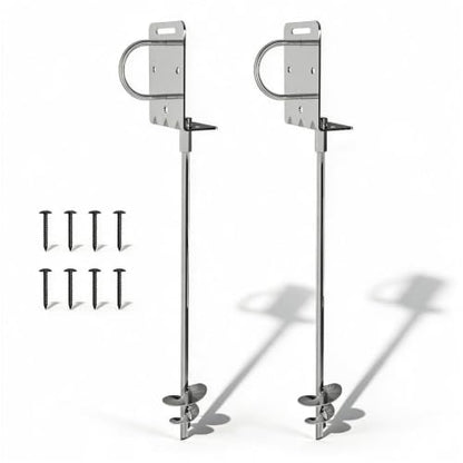 Heavy Duty Ground Anchors Screw-in Trampoline Stakes with Anti-Bend L-Plate, Multi-Hole & Safety Ring, Rust-Proof Steel for Tent, Shed, Swing Set, Fence, Garden, Outdoor - size: 2Pack 21Inch