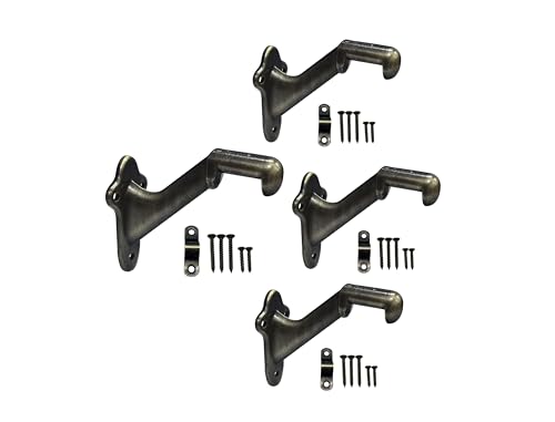 QCAA HandRail Brackets, 3", Zinc Die Cast, Antique Brass, 4 Pack, Made in Taiwan - color: Antique Brass, size: 4pack