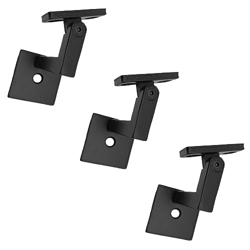 Modern Adjustable Heavy-Duty Brackets (3-Pack) Easy to Install Solid Bracket for Stair Railing - Real Satin Black NOT Matte or Flat Color
