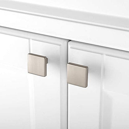 KOOFIZO 10 Pack Brushed Nickel Cabinet Knobs Square Single Hole Pulls K03 - color: Brushed Nickel, size: Knob 1 - 10Pcs
