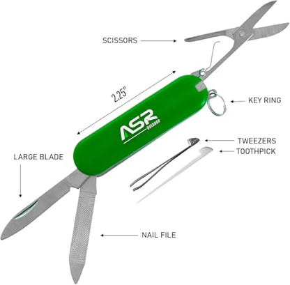 ASR Outdoor Mini EDC Small Pocket Knife Multi Tool - LOGO (Green) - color: Green