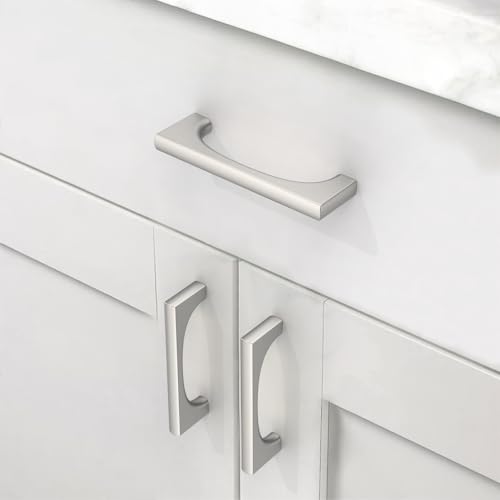 Asidrama 10 Pack 3 Inch(76mm) Brushed Satin Nickel Cabinet pulls Kitchen Cabinet Handles, Cabinet Pulls Kitchen Cabinet Hardware for Cupboard Drawer Pulls 2321 - color: Brushed Satin Nickel, size: 3" Hole Center, style: 10 Pack
