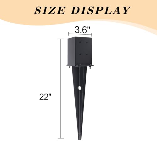 1 Pcs 22-inch 4"x4" Fence Post Anchor Ground Spike(Internal 3.6"x3.6") - size: 1, style: 4"x 4"