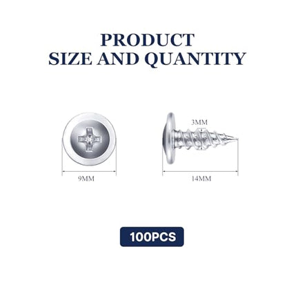 LONTAN 100 Pack #8 x 1/2" Phillips Truss Head Screws