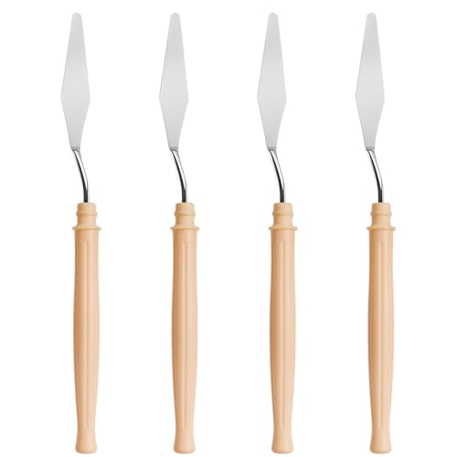 4 Pcs Palette Knife, #3 Pointed Head Spatula, Plastic Handle