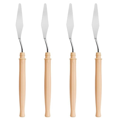4 Pcs Palette Knife, #3 Pointed Head Spatula, Plastic Handle