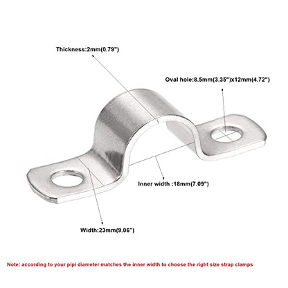 AKIHISA 28mm Heavy Duty 2 Hole U-Tube Strap Clamp,10 Pcs Stainless Steel-304 Rigid U-Bracket Pipe Strap,Wire Cable Clips Fastener(ID 1-7/64 Inch) - size: 1.1in/28mm 10Pack