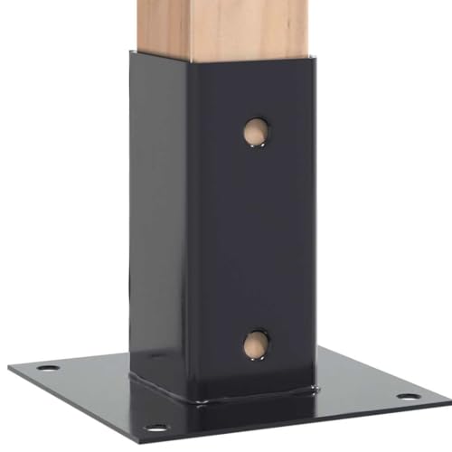 2.4x2.4 Post Bases 4 Pack Powder-Coated Steel Anthracite - color: Anthracite, size: 2.40 x 2.40" (L x W)